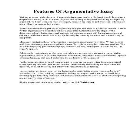 Features Of Argumentative Essay