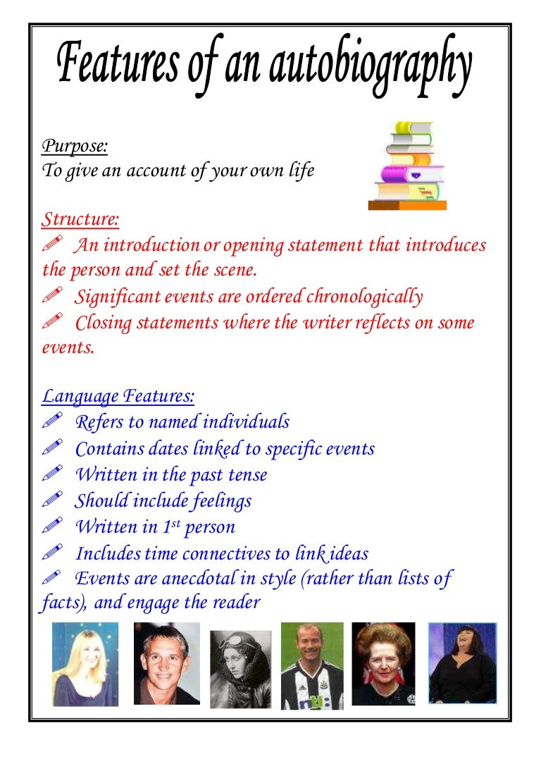 features of autobiography example of an autobiography