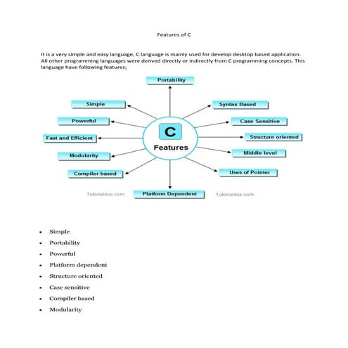 Features of c | PDF | Programming Languages | Computing