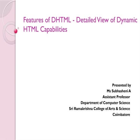 Key Features and Benefits of Using DHTML | PPTX
