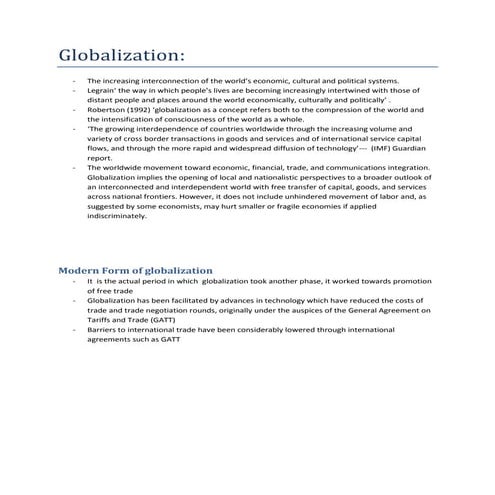 Features of globalization and india in global economy