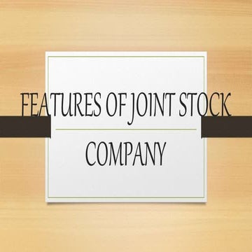 Features of joint stock company