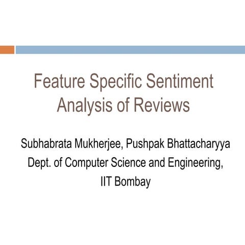 Feature specific analysis of reviews
