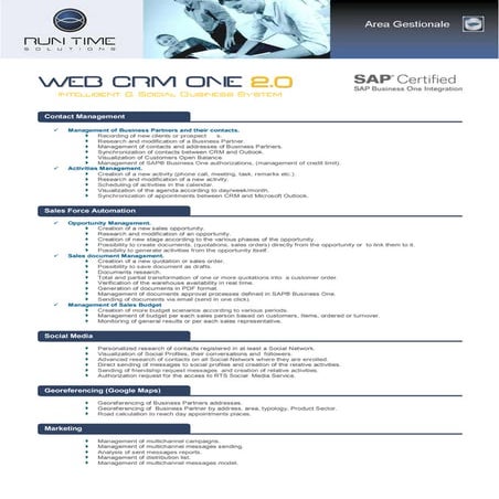 Web CRM One 2.0 - Features