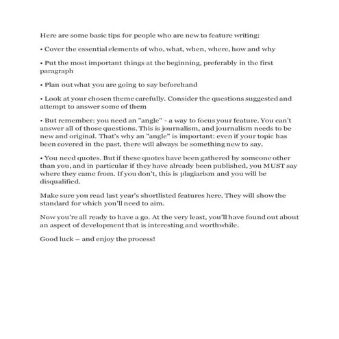 Feature writing