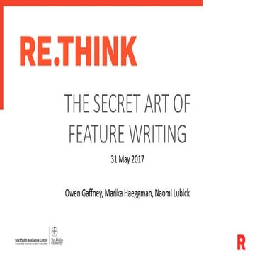 Feature writing course for Rethink (SRC)