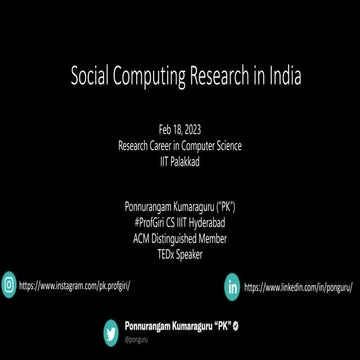Social Computing Research in India