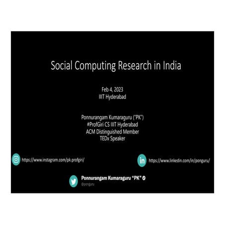 Social Computing Research in India