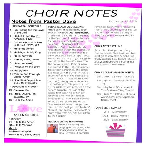 Feb 17 Choir Notes