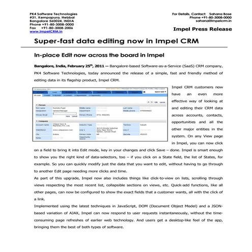 In-place Edit now across the board in Impel CRM