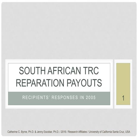 Ongoing Advocacy for a Comprehensive Reparations Programme in South ...