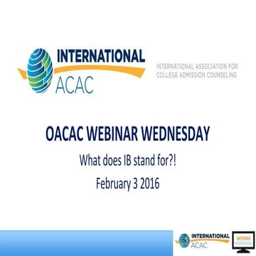 Webinar Wednesday   Understanding IB