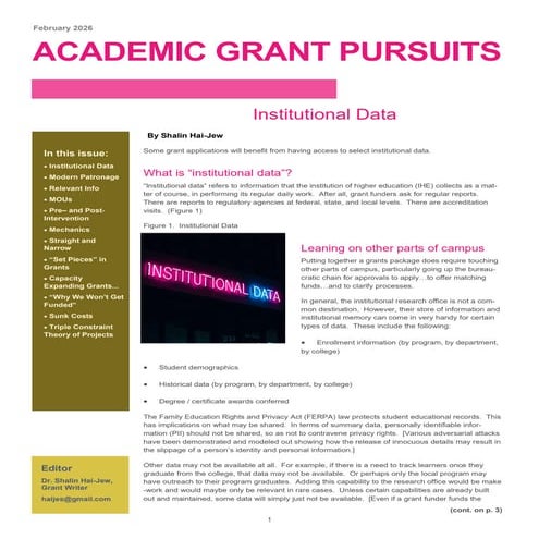 Academic Grant Pursuits newsletter - September 2029 | PDF