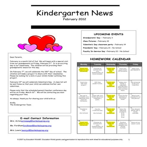 February calendar2012