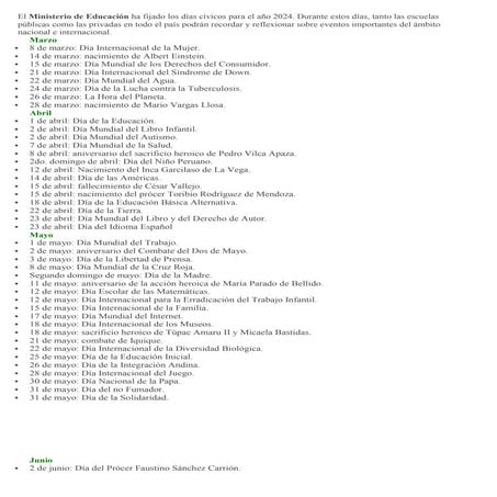 fechas cívicas... EN EL AÑO ESCOLAR 2024