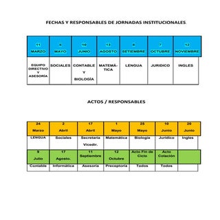 Fechas y responsables 2