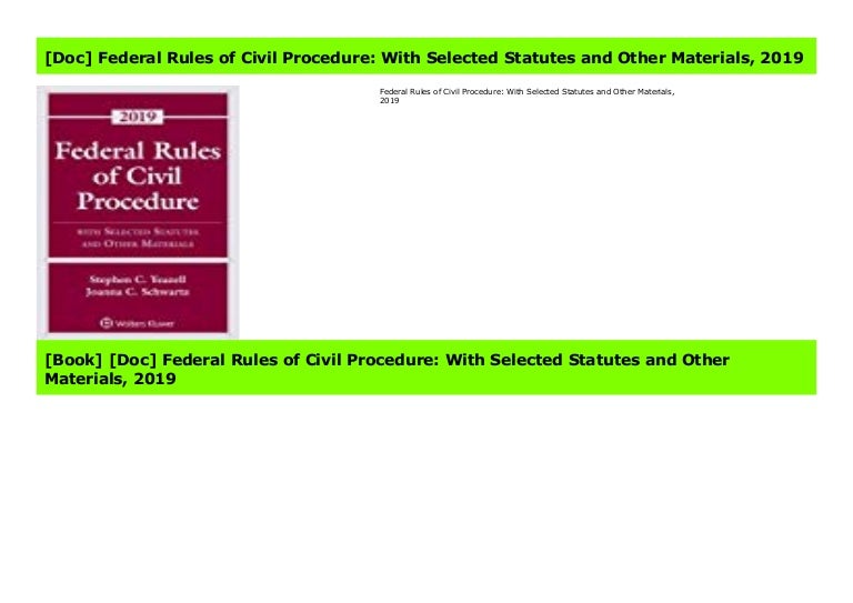 [Doc] Federal Rules of Civil Procedure With Selected Statutes and Ot…