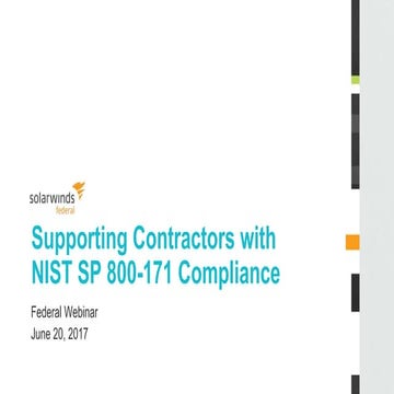 Supporting Contractors with NIST SP 800-171 Compliance