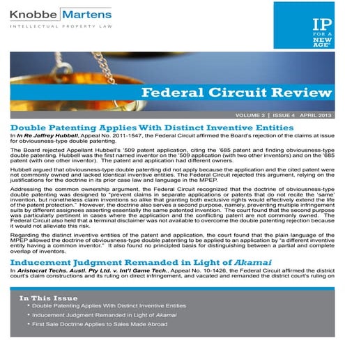 Federal Circuit Review | April 2013