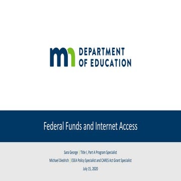 Federal funds for broadband related to schools & education