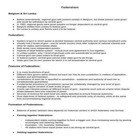 Grade 10th Social Science Civics - Chapter . 2. Federalism | PPTX