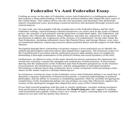 Federalist Vs Anti Federalist Essay.pdf