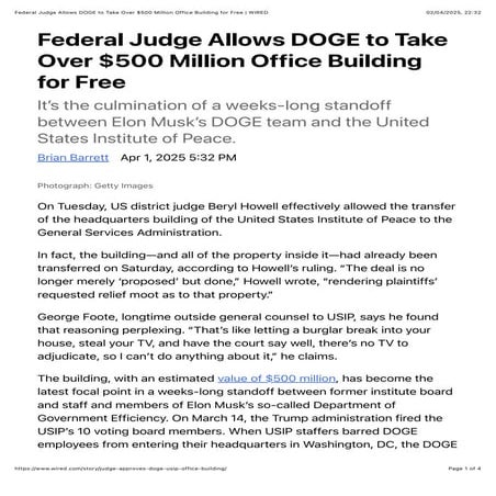 Federal Judge Allows DOGE to Take Over $500 Million Office Building for Free