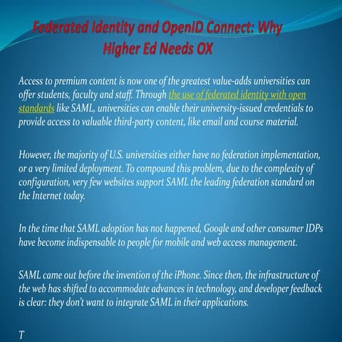 Federated identity and open id connect why higher ed needs ox