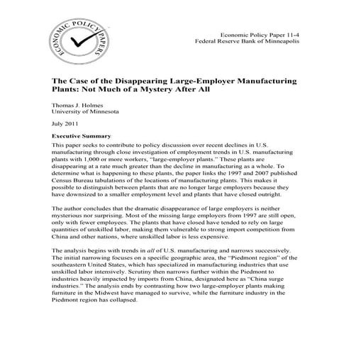 Federal Reserve White Paper on Manufacturing