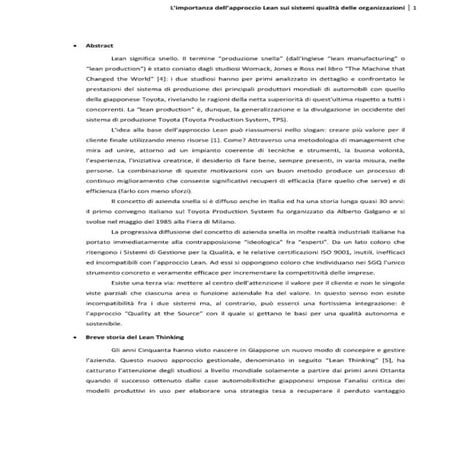 L’importanza dell’approccio Lean sui sistemi qualità delle organizzazioni