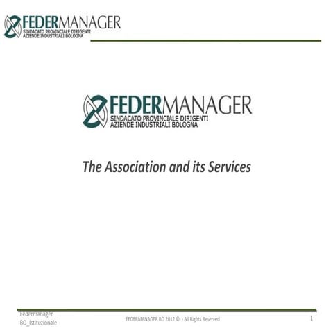 Federmanager Bologna: English introduction - 15 november 2013
