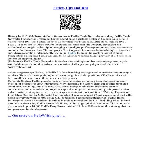 Fedex, Ups And Dhl | PDF