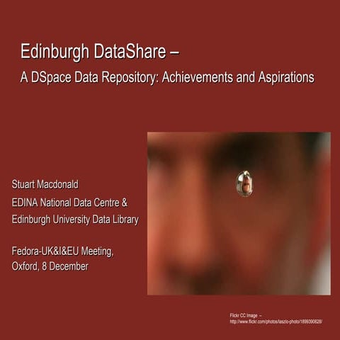 Edinburgh DataShare – A DSpace Data Repository: Achievements and Aspirations 