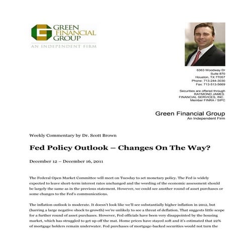 Fed Policy Outlook – Changes On The Way