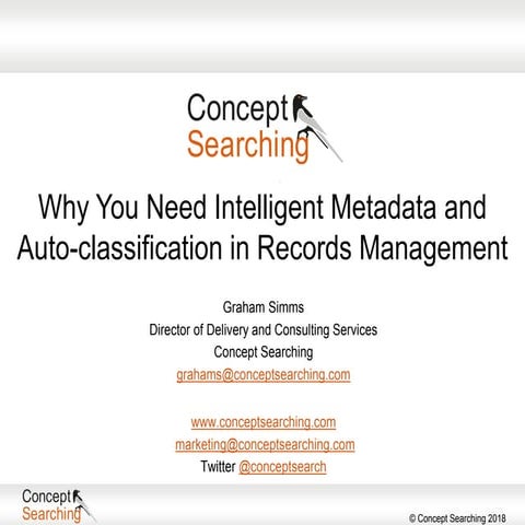 FEDSPUG Meeting: Intelligent Metadata and Auto-classification in Records Mana...