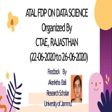 Feedback by akanksha bali, Feedback of FDP, Shortterm course, Workshop