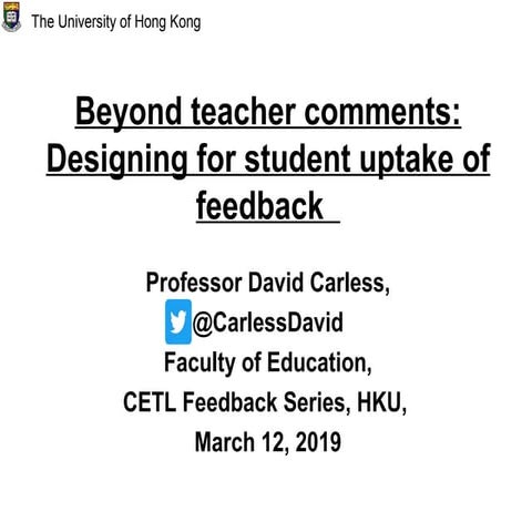 Beyond teacher comments: Designing for student uptake of feedback