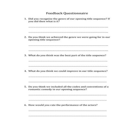 Feedback questionnaire