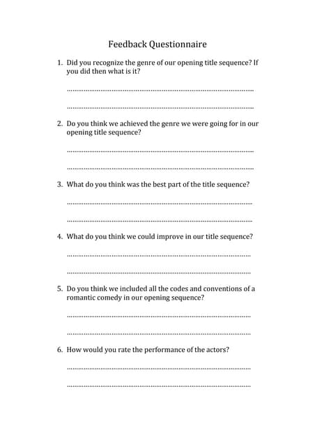 Feedback questionnaire