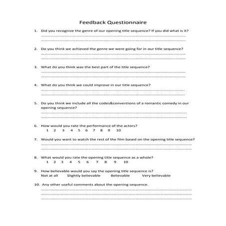Feedback questionnaire