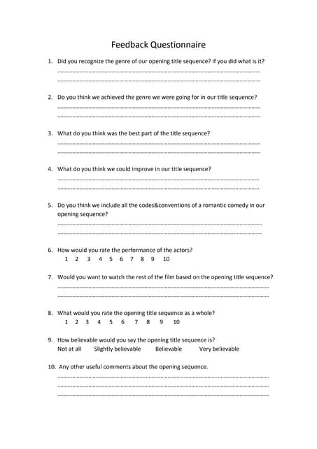 Feedback questionnaire