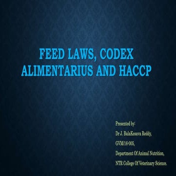 Feed laws, Codex Alimentarius and HACCP