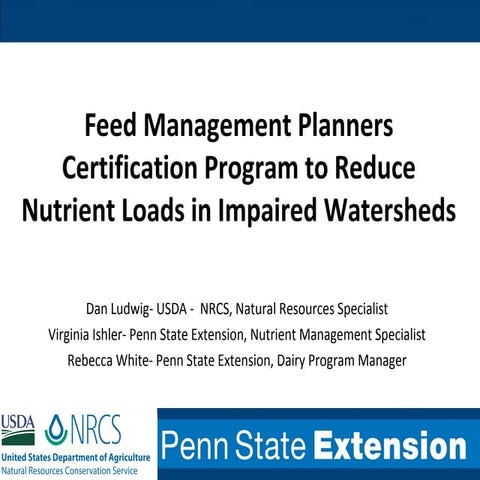 Feed management planners certification program to reduce nutrient loads in im...