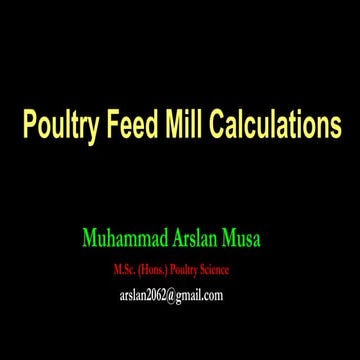 Poultry Feed Mill Calculations