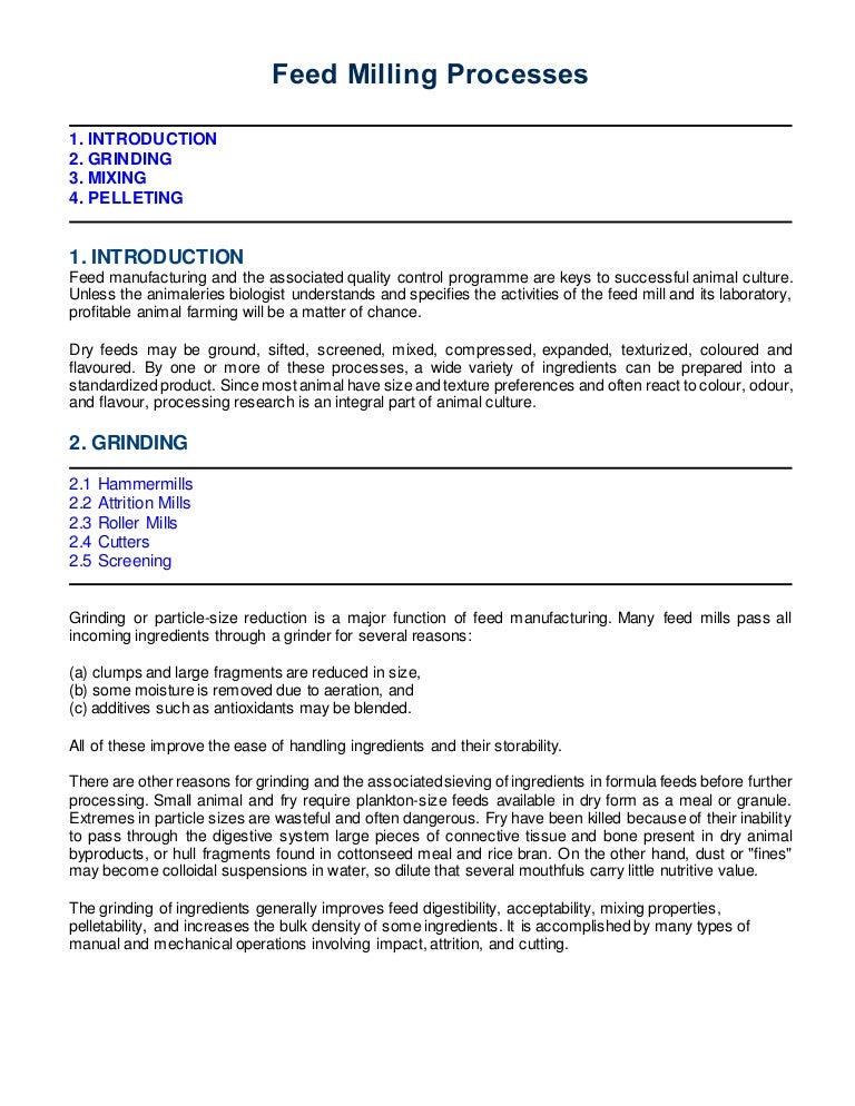 Feed milling processes