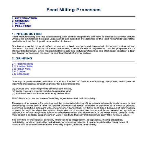Feed milling processes