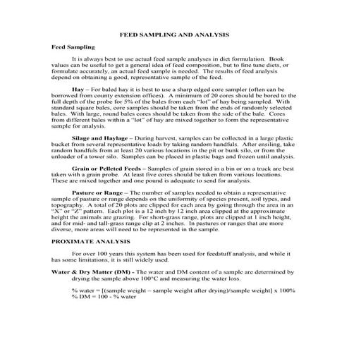 Feed Sampling & Analysis Handout