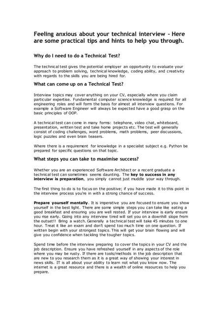 Feeling anxious about your technical interview