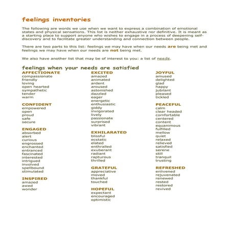 Feelings inventories