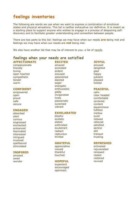 Feelings when your needs are not satisfied | PDF